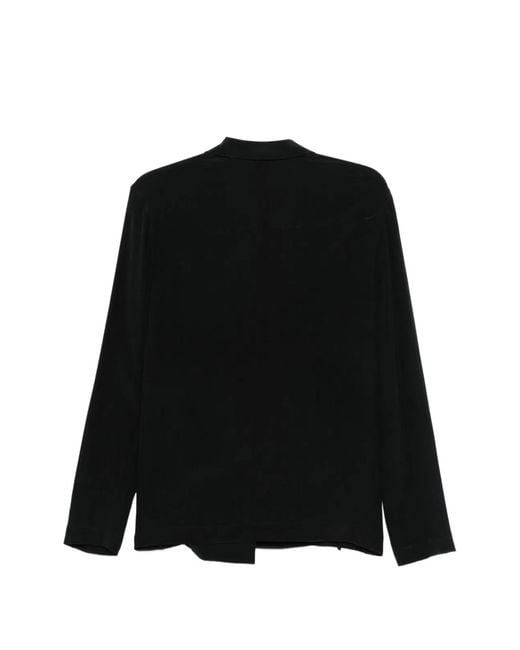 Alysi Black Silk Buttoned Asymmetric Blazer