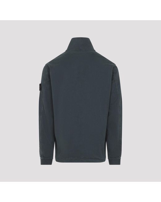 Stone Island Blue Dark Cotton Shirt Jacket for men
