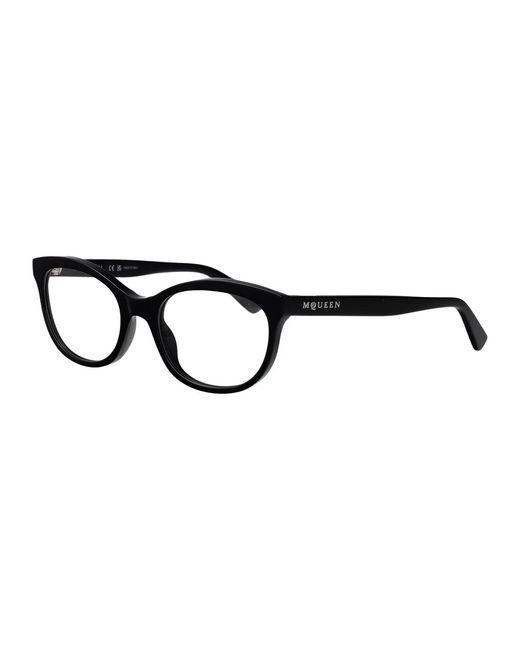 McQueen Black Transparent Acetate Glasses