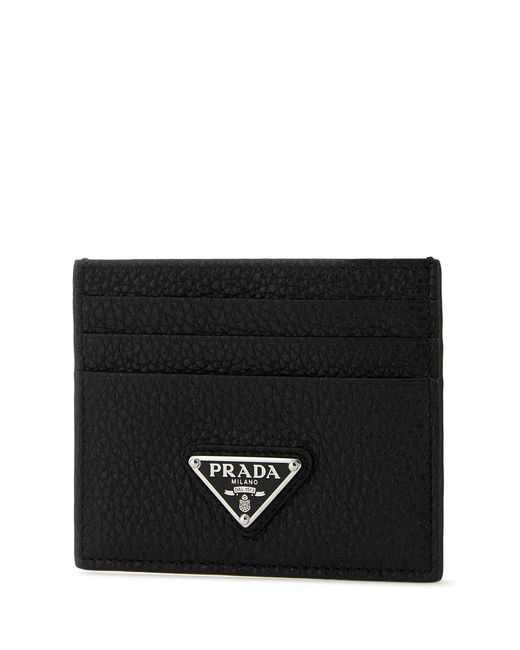 Prada Black Leather Card Holder for men