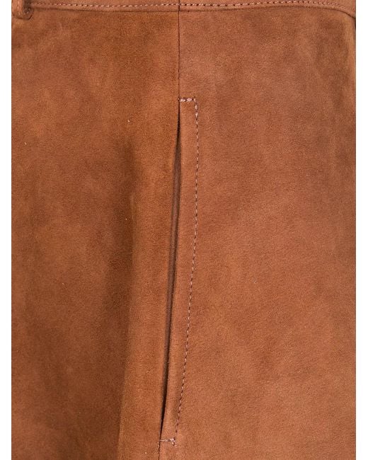 Semicouture Brown Suede Pockets Skirt