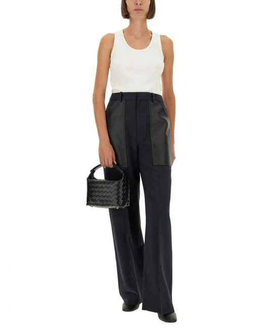 Bottega Veneta Black Wool And Cotton Pants