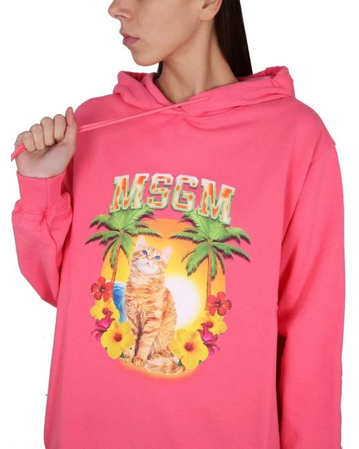 MSGM Pink Sweatshirt With Logo