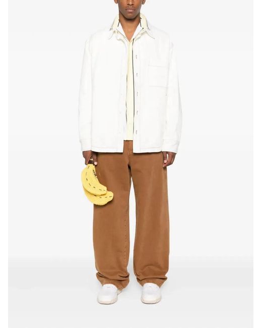 Jacquemus White Shirt Jacket With Contrast Stitching for men