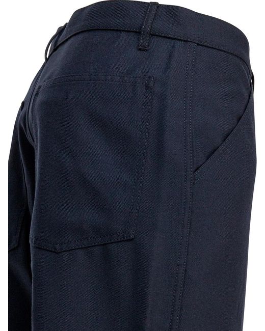 Comme des Garçons Blue Shirt Polyester Wool Trousers for men