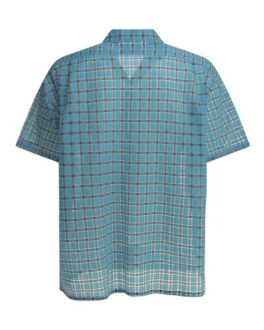 Beams Plus Blue "Open Collar Nylon Airy Plaid" Casual Shirt for men