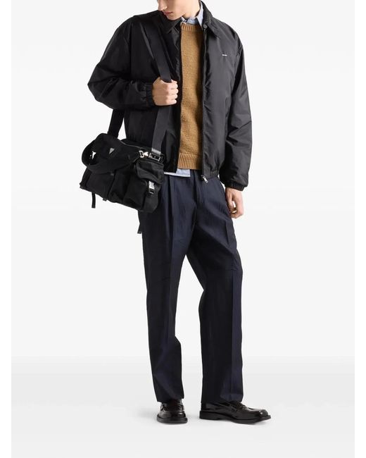 Prada Blue Recycled Polyamide Shirt for men