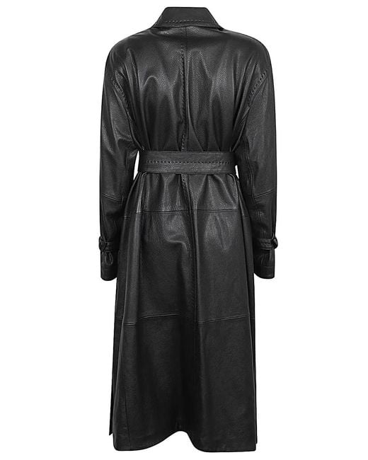 Max Mara Black Leather Trench Coat