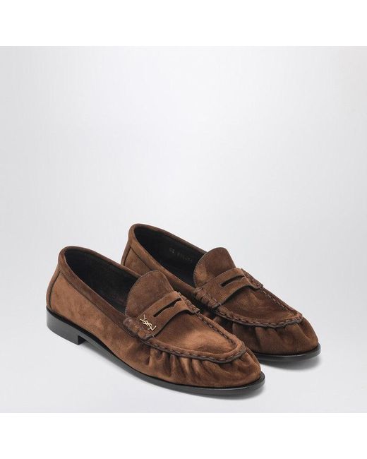 Saint Laurent Brown Le Loafer Dark Havana Suede Loafers