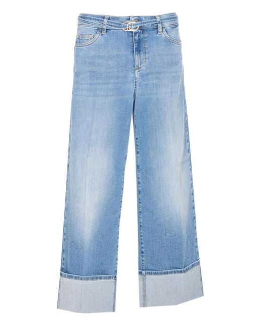 Liu Jo Blue Light Denim Jeans Turned Up