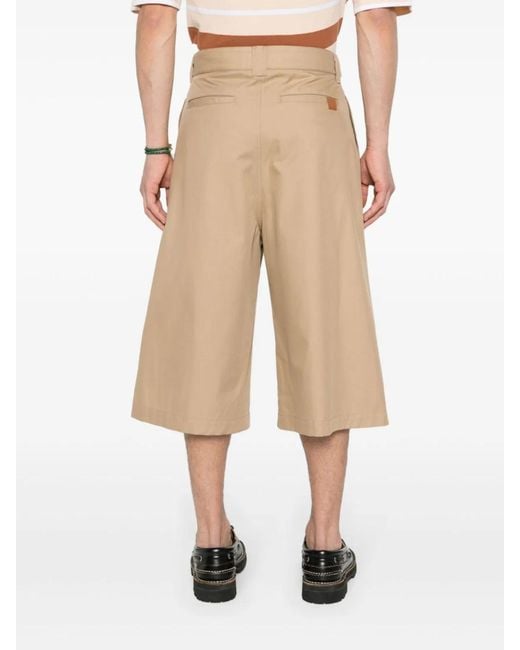Loewe Natural Pleated Cropped Wide Leg Trousers for men
