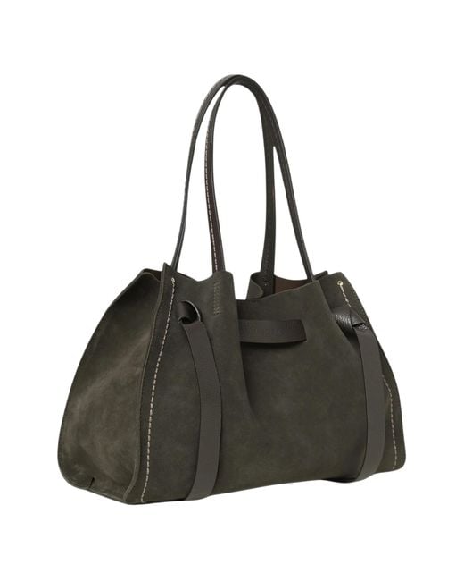 VISONA Black Vittoria Suede Tote Bag