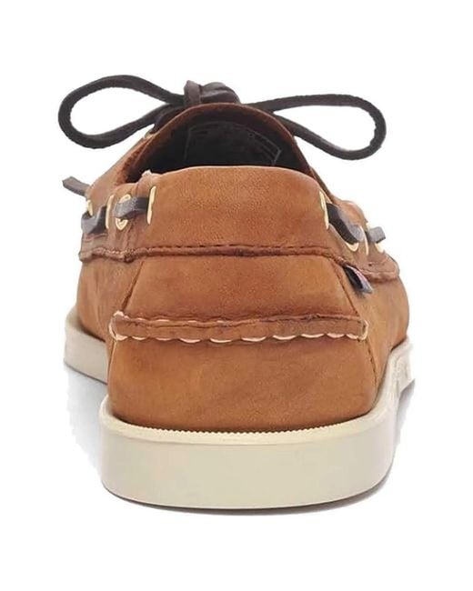 Sebago Brown Classic Leather Boat Shoe for men