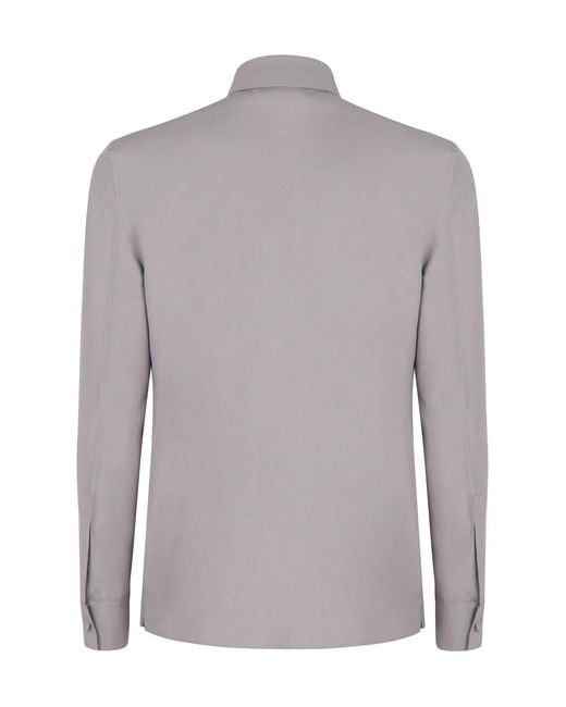Gucci Gray Technical Panama Shirt With Clamp for men