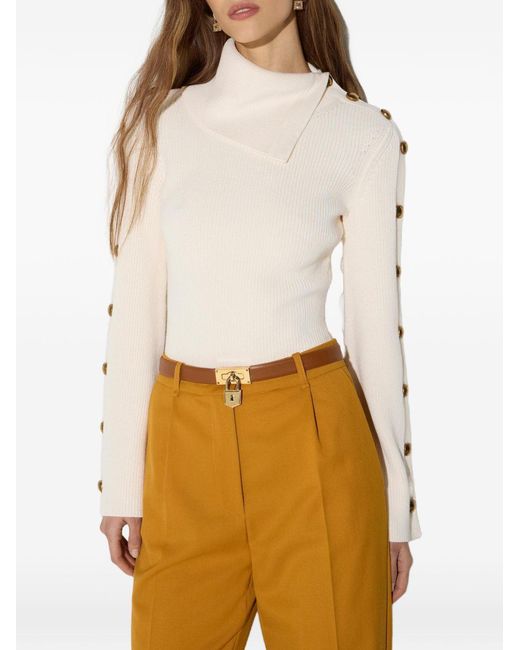 Elisabetta Franchi White Tricot Round Neck Sweater