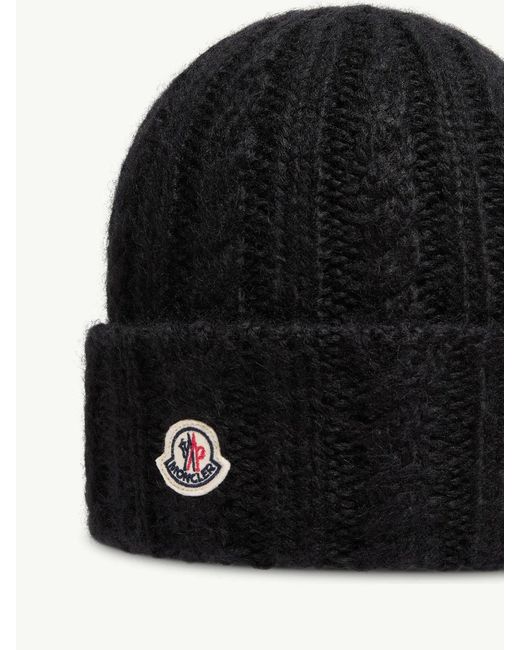 Moncler Black Wool Blend Braided Hat