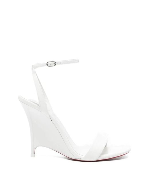 Christian Louboutin White Zeezeenella Patent Leather Sandals
