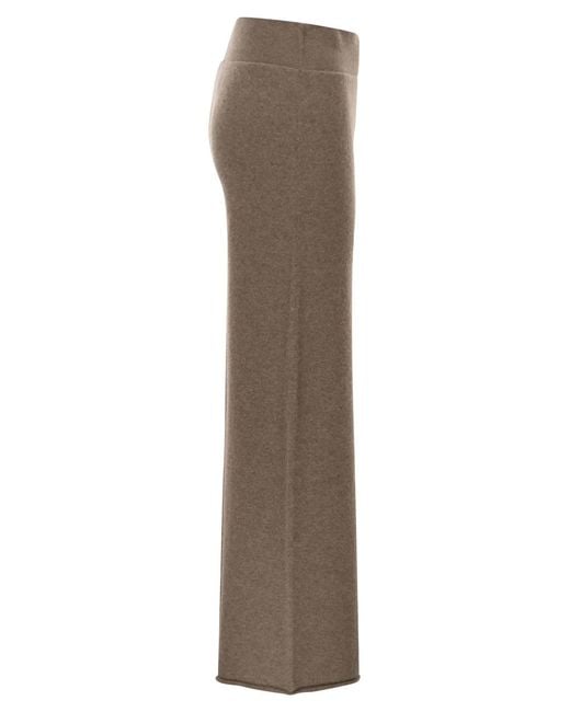 Vanisé Brown Cashmere Wide-Leg Trousers
