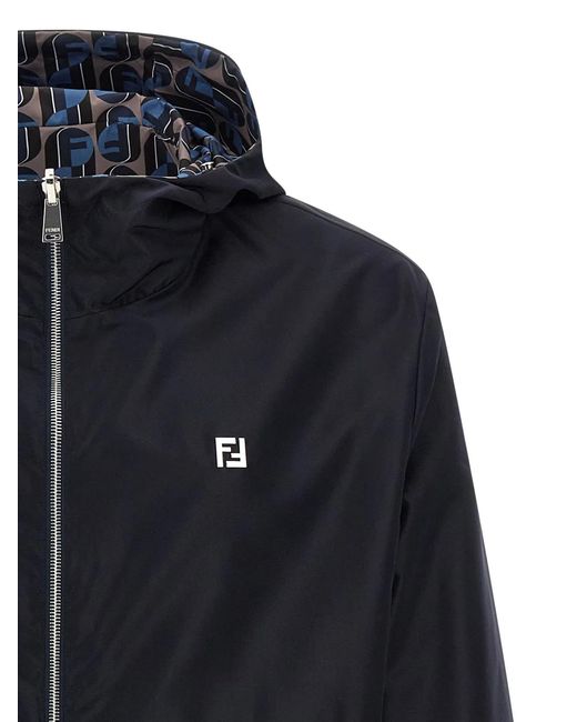 Fendi Blue 'Nity' Reversible Windbreaker for men