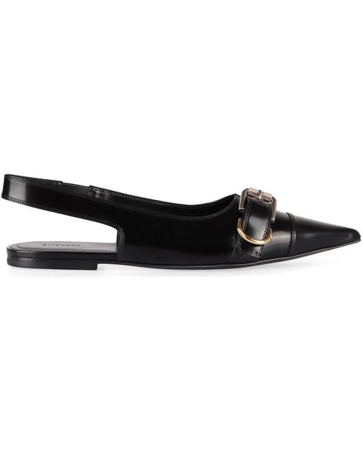 Givenchy Black Voyou Leather Slingback Flats