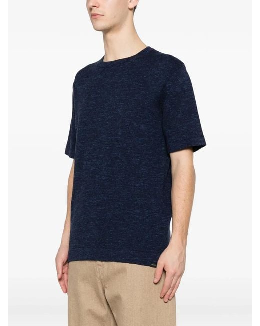 Woolrich Blue Cotton And Linen T-Shirt for men