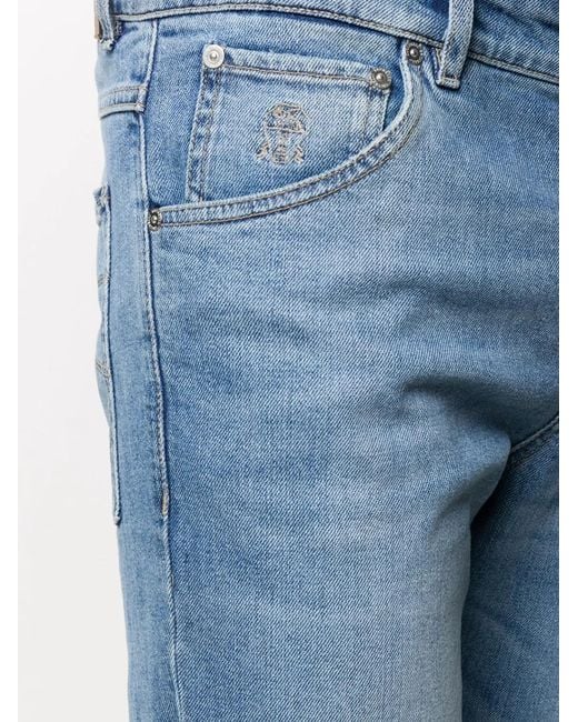Brunello Cucinelli Blue Logo-Patch Jeans for men