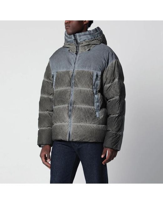 C P Company Gray Eco-Chrome R Mixed Goggle Down Jacket for men