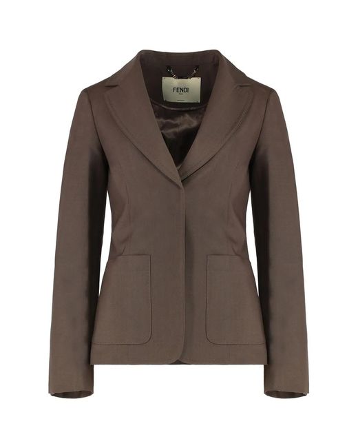 Fendi Brown Wool-Mohair Blend Blazer