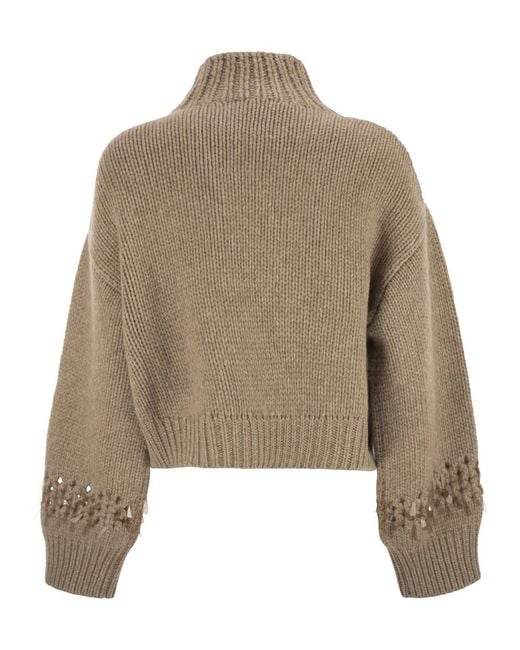 Brunello Cucinelli Natural Cashmere Turtleneck Jumper