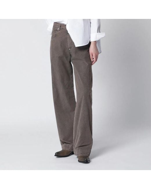 6397 Brown Washed Wide-Leg Jeans