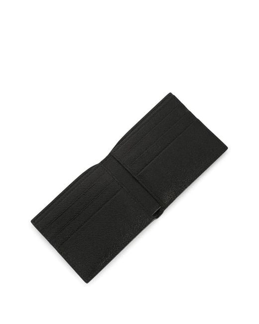 Dolce & Gabbana Black Dolce & Gabbana Leather Flap-Over Wallet for men