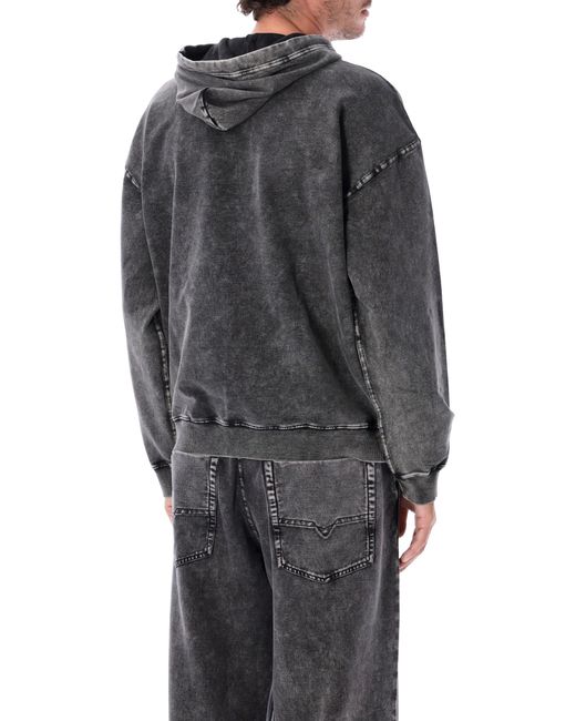DIESEL Gray Boxt Hoodie Washed for men