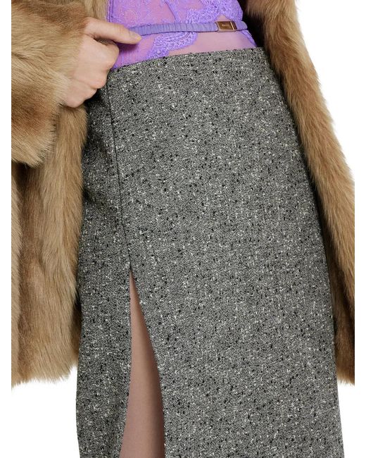 Gucci Gray Buttoned Wool Skirt