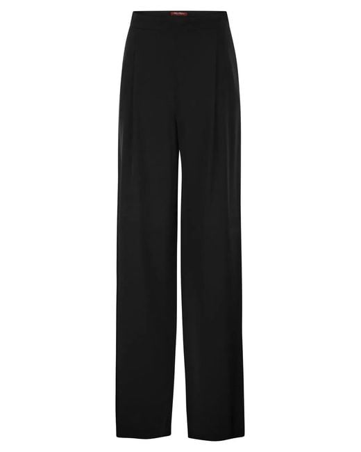 Max Mara Black Maxmara Studio Msealpaca – Fluid Palazzo Trousers