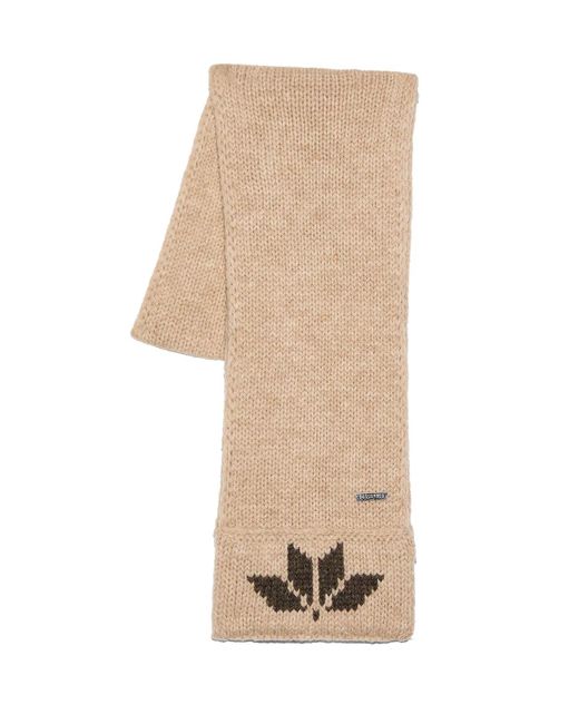 DSquared² Natural Snowflakes Logo Knit Wool Scarf for men