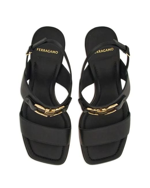 Ferragamo Black Lou 55 Sandals