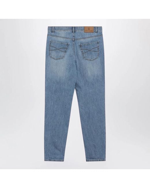 Brunello Cucinelli Blue Traditional-Fit Five-Pocket Jeans for men