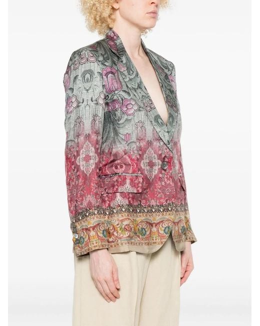 Pierre Louis Mascia Red Silk Single-Breasted Jacket