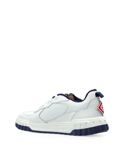 Casablanca White Logo-Patch Leather Sneakers for men