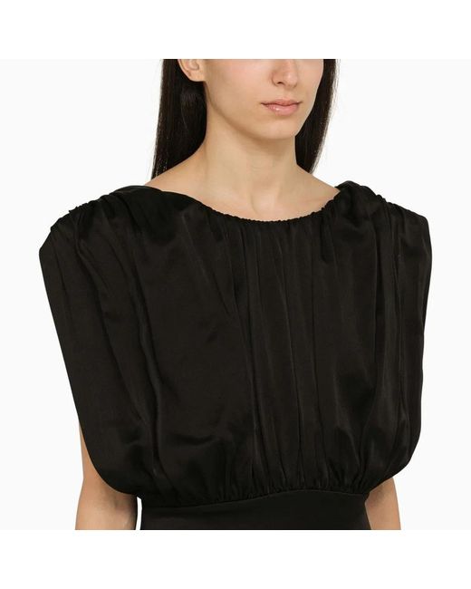 Jil Sander Black Long Dress With Ruffles