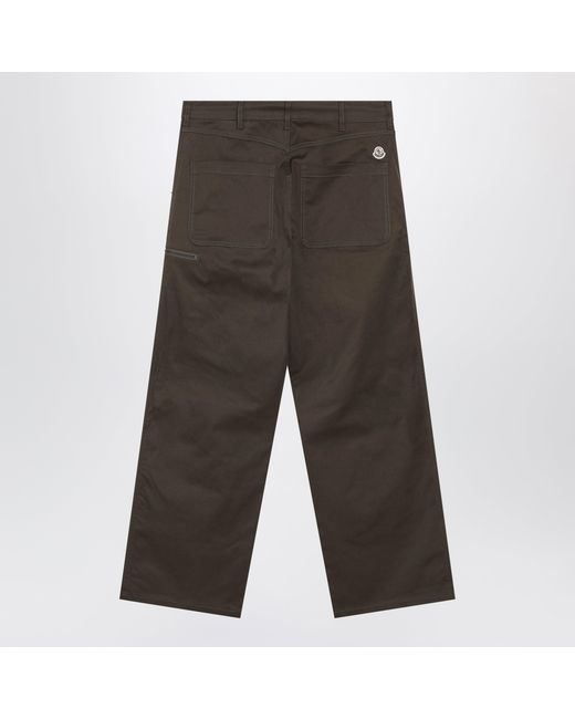 Moncler Gray Khaki Technical Cotton Trousers for men
