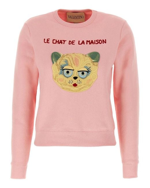 Valentino Garavani Pink 'Le Chat De La Maison' Sweatshirt