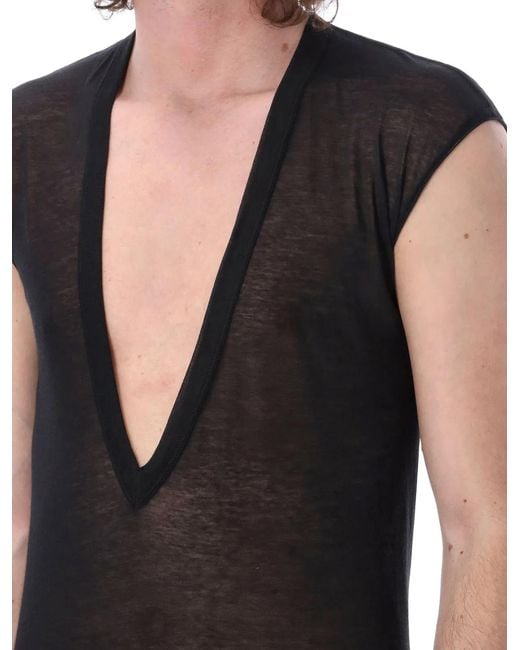 Rick Owens Black Dylan T With Deep V Neck for men