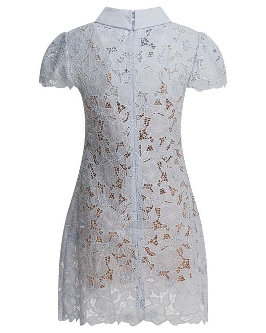 Self-Portrait Gray Guipure Lace Mini Dress
