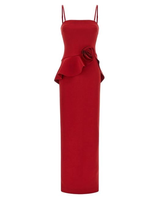 ROTATE BIRGER CHRISTENSEN Red Rotate Birger Christensen 3D Floral Detail Dress