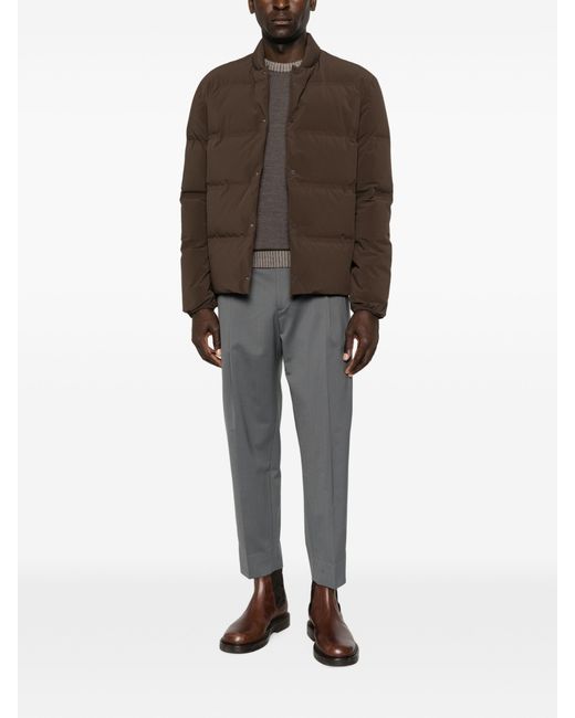 Herno Brown Quilted Press-Stud Jacket for men