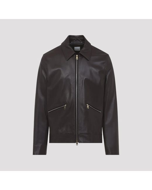 Paul Smith Black Regular Fit Leather Jacket for men