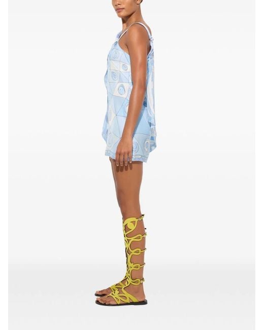 Emilio Pucci Blue Printed Silk Mini Dress