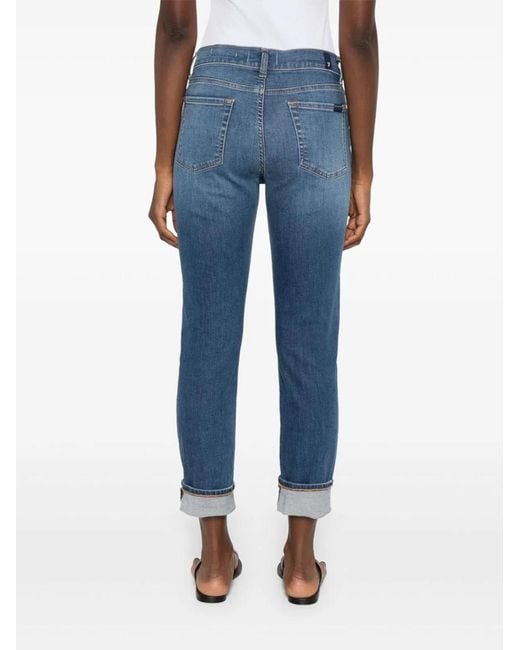 7 For All Mankind Blue Slim Mid-Rise Jeans