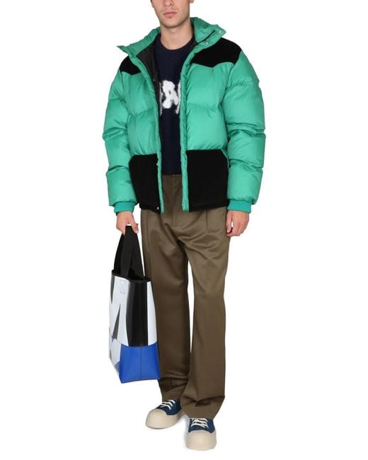 Marni Green Color-Block Down Jacket for men